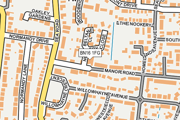 BN16 1FG map - OS OpenMap – Local (Ordnance Survey)