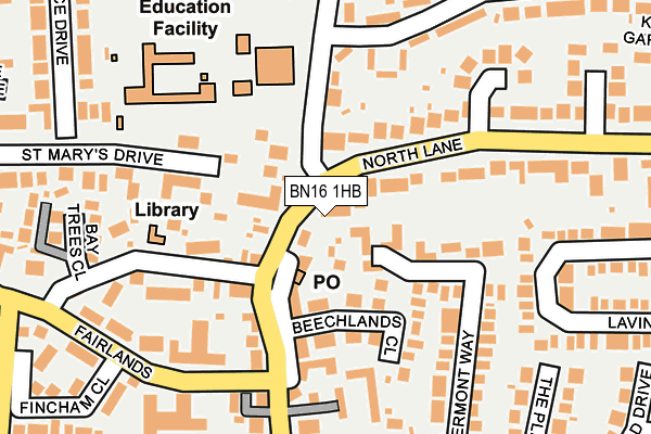 BN16 1HB map - OS OpenMap – Local (Ordnance Survey)