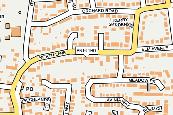 BN16 1HD map - OS OpenMap – Local (Ordnance Survey)