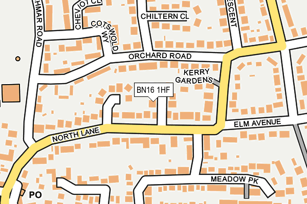 BN16 1HF map - OS OpenMap – Local (Ordnance Survey)