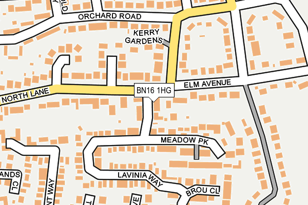 BN16 1HG map - OS OpenMap – Local (Ordnance Survey)