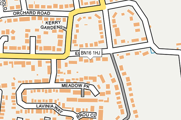 BN16 1HJ map - OS OpenMap – Local (Ordnance Survey)