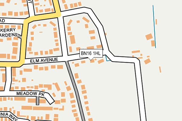 BN16 1HL map - OS OpenMap – Local (Ordnance Survey)