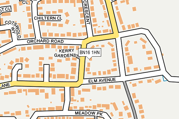BN16 1HN map - OS OpenMap – Local (Ordnance Survey)