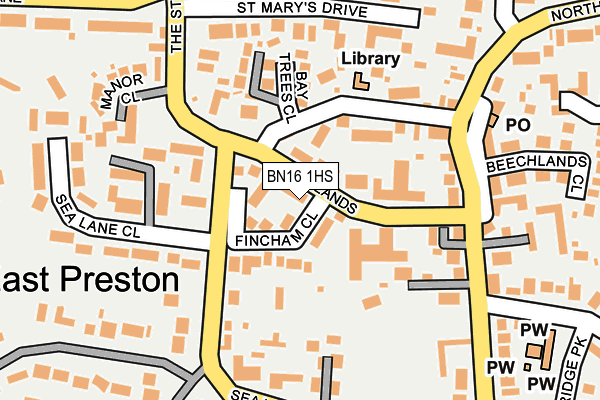 BN16 1HS map - OS OpenMap – Local (Ordnance Survey)