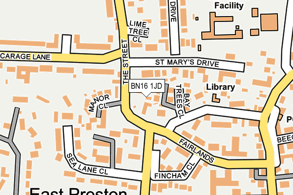 BN16 1JD map - OS OpenMap – Local (Ordnance Survey)