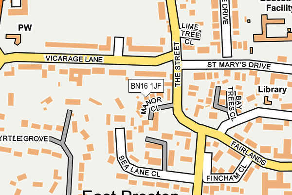 BN16 1JF map - OS OpenMap – Local (Ordnance Survey)