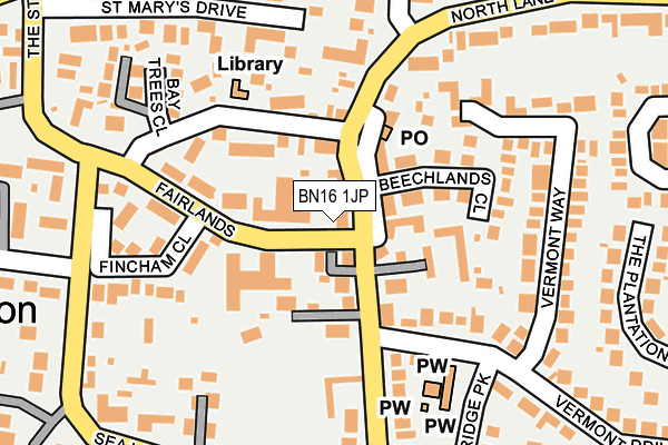 BN16 1JP map - OS OpenMap – Local (Ordnance Survey)