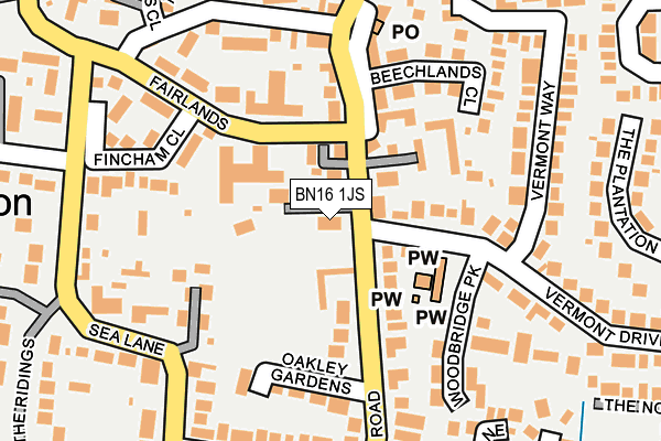 BN16 1JS map - OS OpenMap – Local (Ordnance Survey)