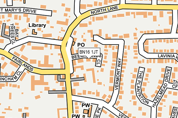 BN16 1JT map - OS OpenMap – Local (Ordnance Survey)