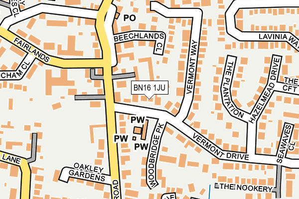 BN16 1JU map - OS OpenMap – Local (Ordnance Survey)