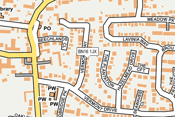 BN16 1JX map - OS OpenMap – Local (Ordnance Survey)