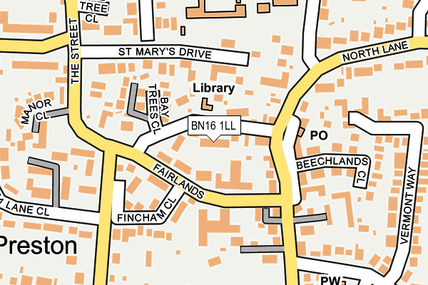 BN16 1LL map - OS OpenMap – Local (Ordnance Survey)