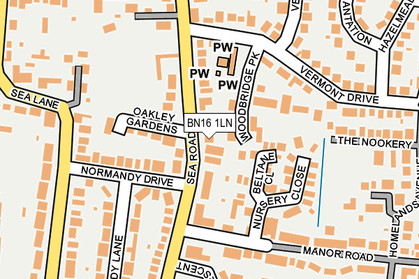 BN16 1LN map - OS OpenMap – Local (Ordnance Survey)