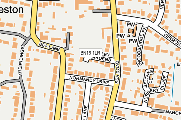 BN16 1LR map - OS OpenMap – Local (Ordnance Survey)