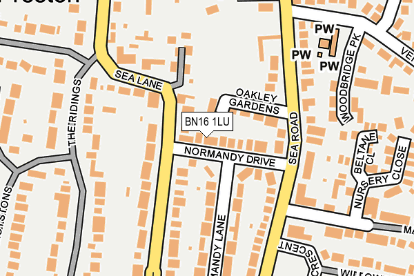 BN16 1LU map - OS OpenMap – Local (Ordnance Survey)