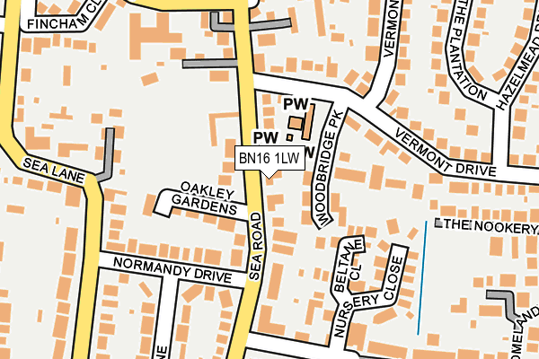 BN16 1LW map - OS OpenMap – Local (Ordnance Survey)