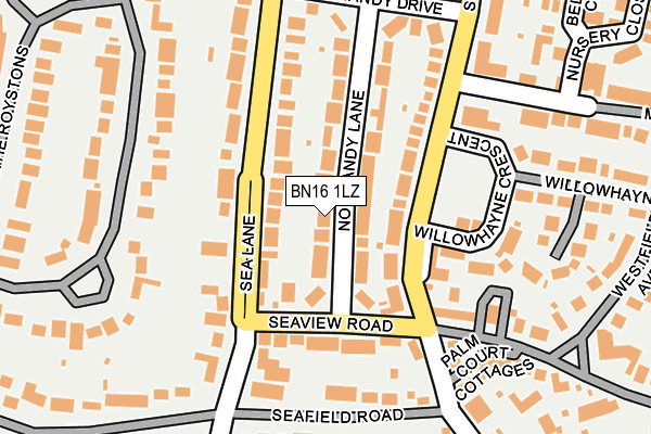 BN16 1LZ map - OS OpenMap – Local (Ordnance Survey)