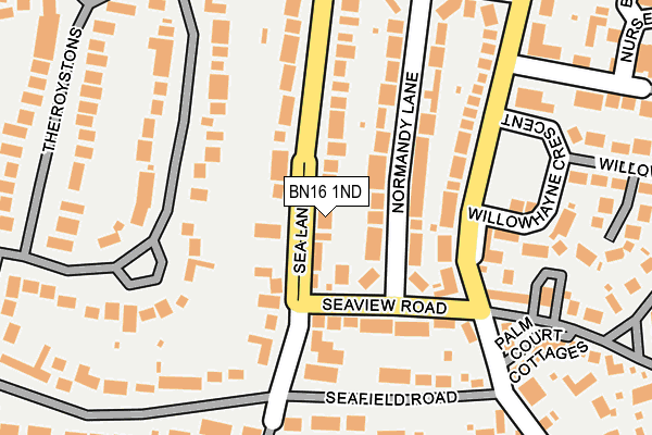 BN16 1ND map - OS OpenMap – Local (Ordnance Survey)