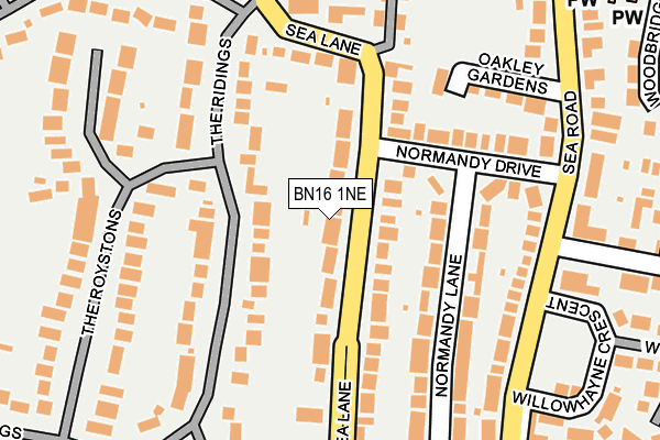 BN16 1NE map - OS OpenMap – Local (Ordnance Survey)