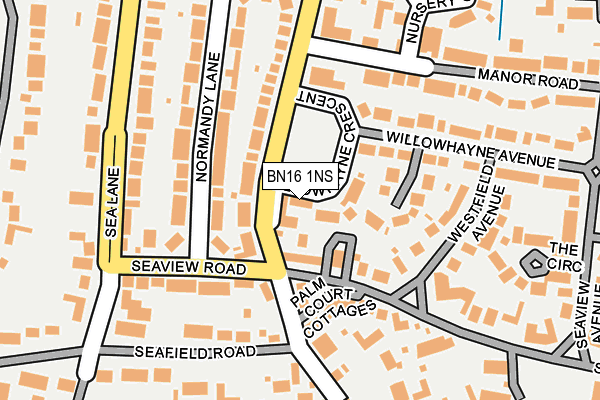 BN16 1NS map - OS OpenMap – Local (Ordnance Survey)