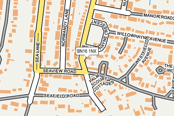 BN16 1NX map - OS OpenMap – Local (Ordnance Survey)