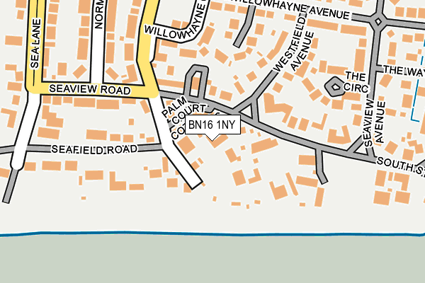 BN16 1NY map - OS OpenMap – Local (Ordnance Survey)