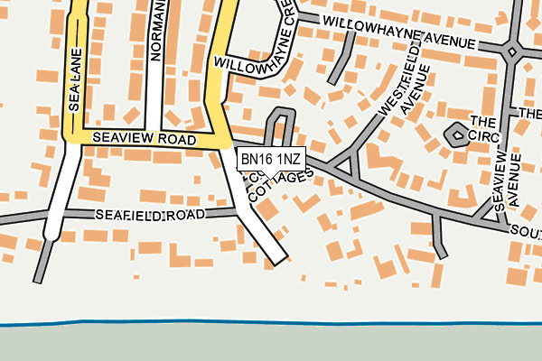 BN16 1NZ map - OS OpenMap – Local (Ordnance Survey)