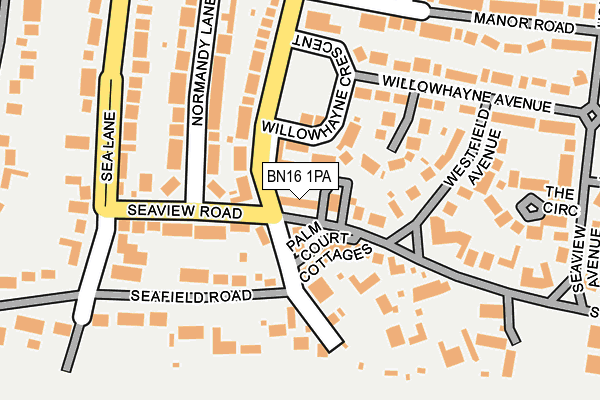 BN16 1PA map - OS OpenMap – Local (Ordnance Survey)