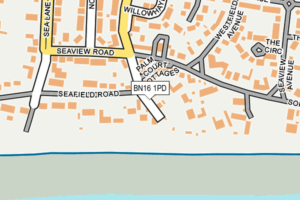 BN16 1PD map - OS OpenMap – Local (Ordnance Survey)