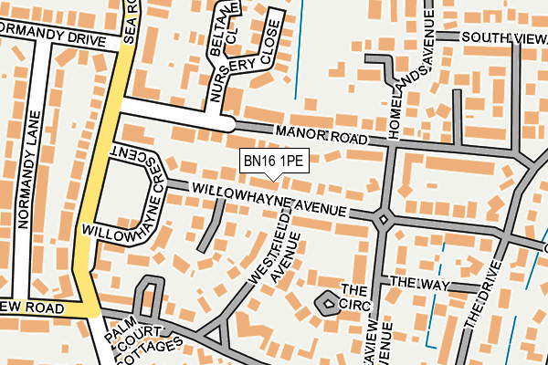 BN16 1PE map - OS OpenMap – Local (Ordnance Survey)