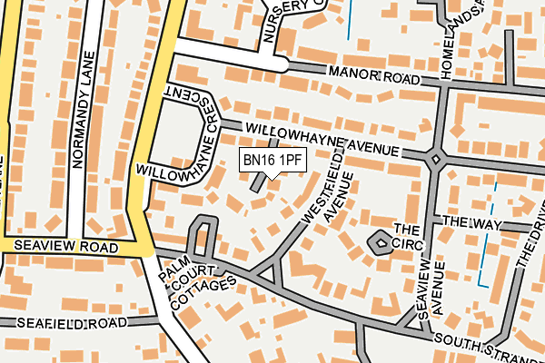 BN16 1PF map - OS OpenMap – Local (Ordnance Survey)