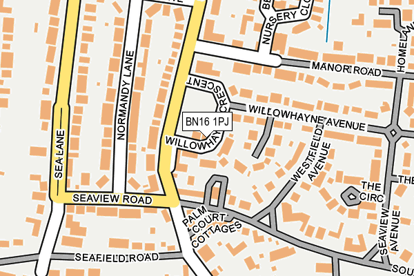 BN16 1PJ map - OS OpenMap – Local (Ordnance Survey)