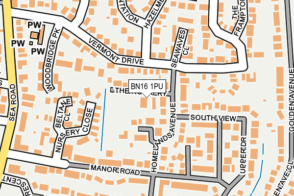 BN16 1PU map - OS OpenMap – Local (Ordnance Survey)