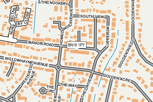 BN16 1PY map - OS OpenMap – Local (Ordnance Survey)