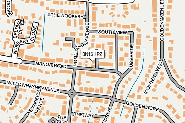 BN16 1PZ map - OS OpenMap – Local (Ordnance Survey)