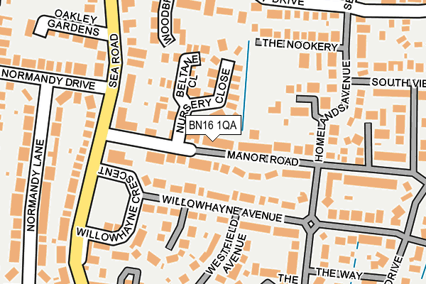 BN16 1QA map - OS OpenMap – Local (Ordnance Survey)