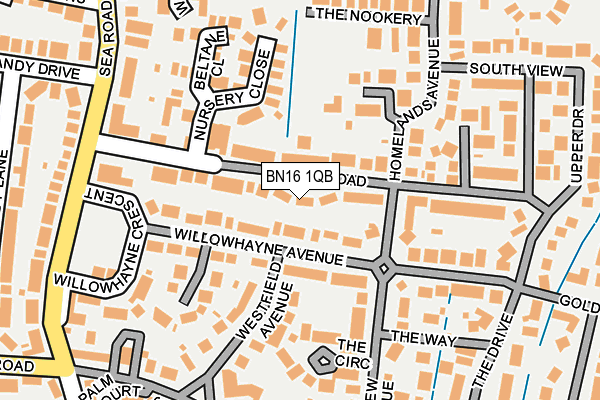 BN16 1QB map - OS OpenMap – Local (Ordnance Survey)