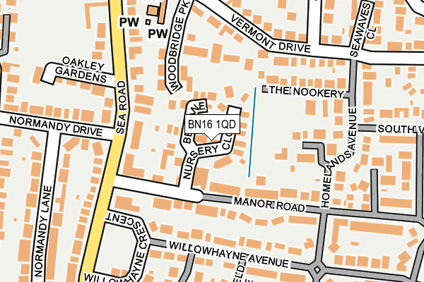 BN16 1QD map - OS OpenMap – Local (Ordnance Survey)