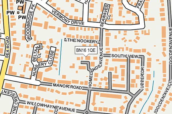 BN16 1QE map - OS OpenMap – Local (Ordnance Survey)