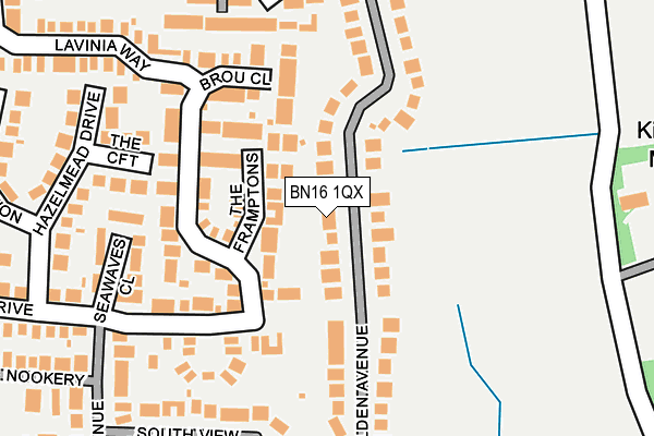 BN16 1QX map - OS OpenMap – Local (Ordnance Survey)