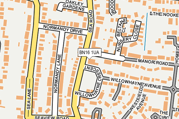 BN16 1UA map - OS OpenMap – Local (Ordnance Survey)