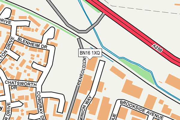 BN16 1XQ map - OS OpenMap – Local (Ordnance Survey)