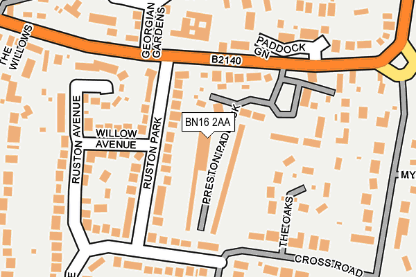BN16 2AA map - OS OpenMap – Local (Ordnance Survey)