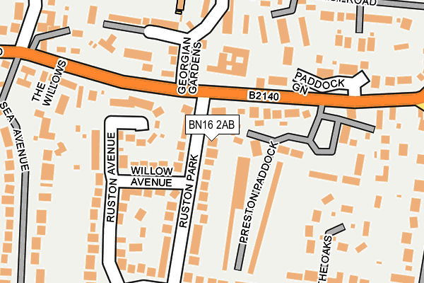 BN16 2AB map - OS OpenMap – Local (Ordnance Survey)