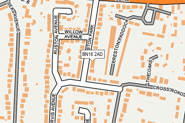 BN16 2AD map - OS OpenMap – Local (Ordnance Survey)