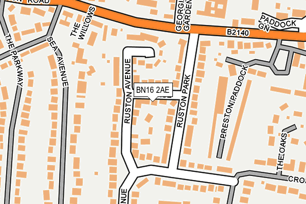 BN16 2AE map - OS OpenMap – Local (Ordnance Survey)