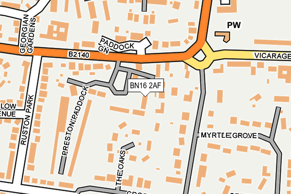 BN16 2AF map - OS OpenMap – Local (Ordnance Survey)