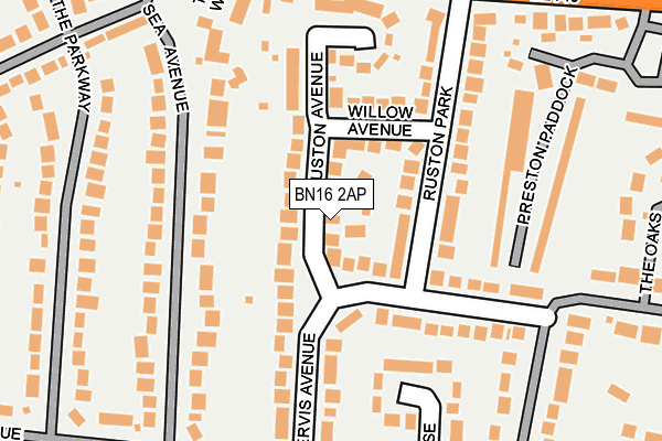 BN16 2AP map - OS OpenMap – Local (Ordnance Survey)