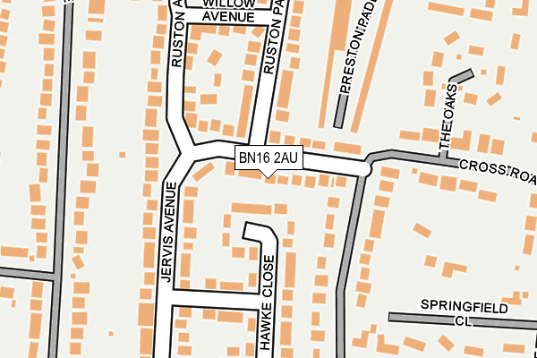 BN16 2AU map - OS OpenMap – Local (Ordnance Survey)